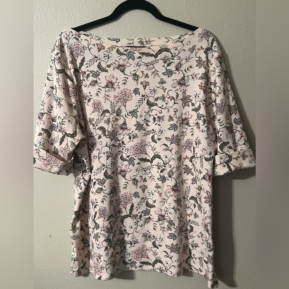 Lauren Ralph Lauren LRL Floral Stretch Cotton Boatneck Tee 2X plus size - Picture 9 of 11